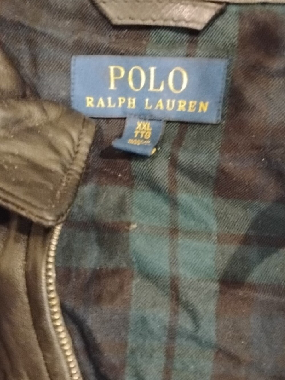 Ralph Lauren Black Leather Moto Jacket With Flannel Interior - Picture 2 of 4